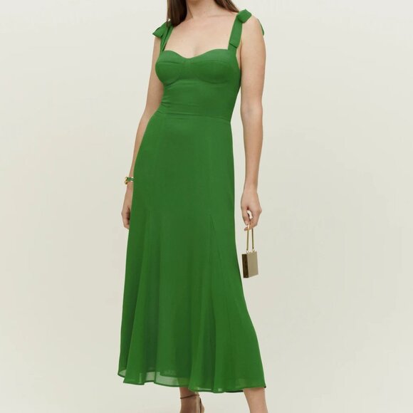 Reformation Nadira Dress in Kelly Green - Picture 1 of 4